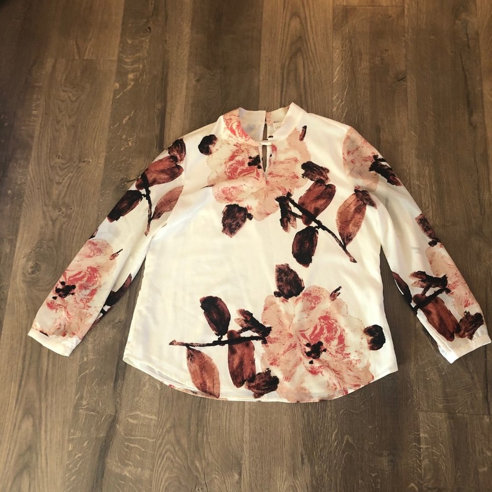 Chicos Long Sleeve Floral Blouse